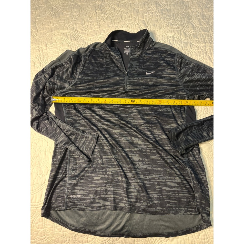 Nike Running Dri-FIT 1/4 Zip Pullover Womens XL Grey Camo Thumbhole Long Sleeve